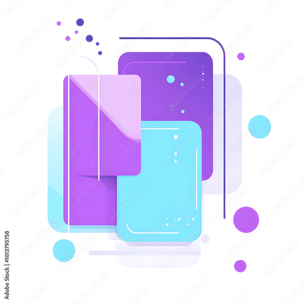 Fototapete vector flat style, simple clean lines illustration design of two long rectangular buttons in blue an