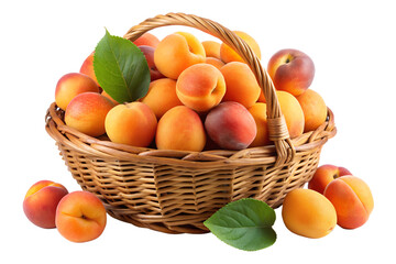 Lots of Apricot in a basket on white background
