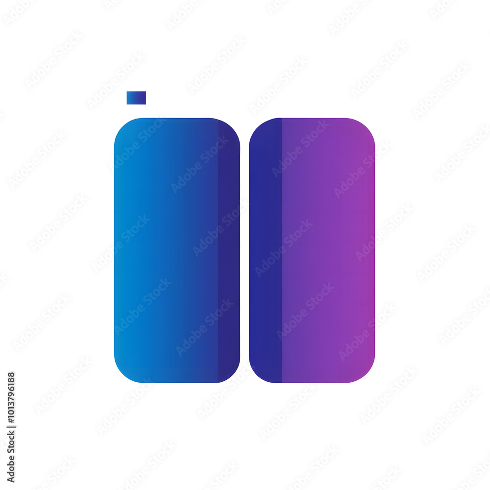 Fototapete vector flat style, simple clean lines illustration design of two long rectangular buttons in blue an