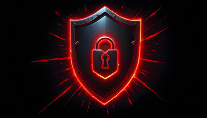 Cyber security shield with data nods around