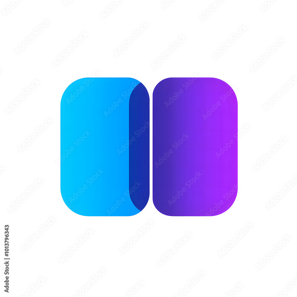 Fototapete vector flat style, simple clean lines illustration design of two long rectangular buttons in blue an