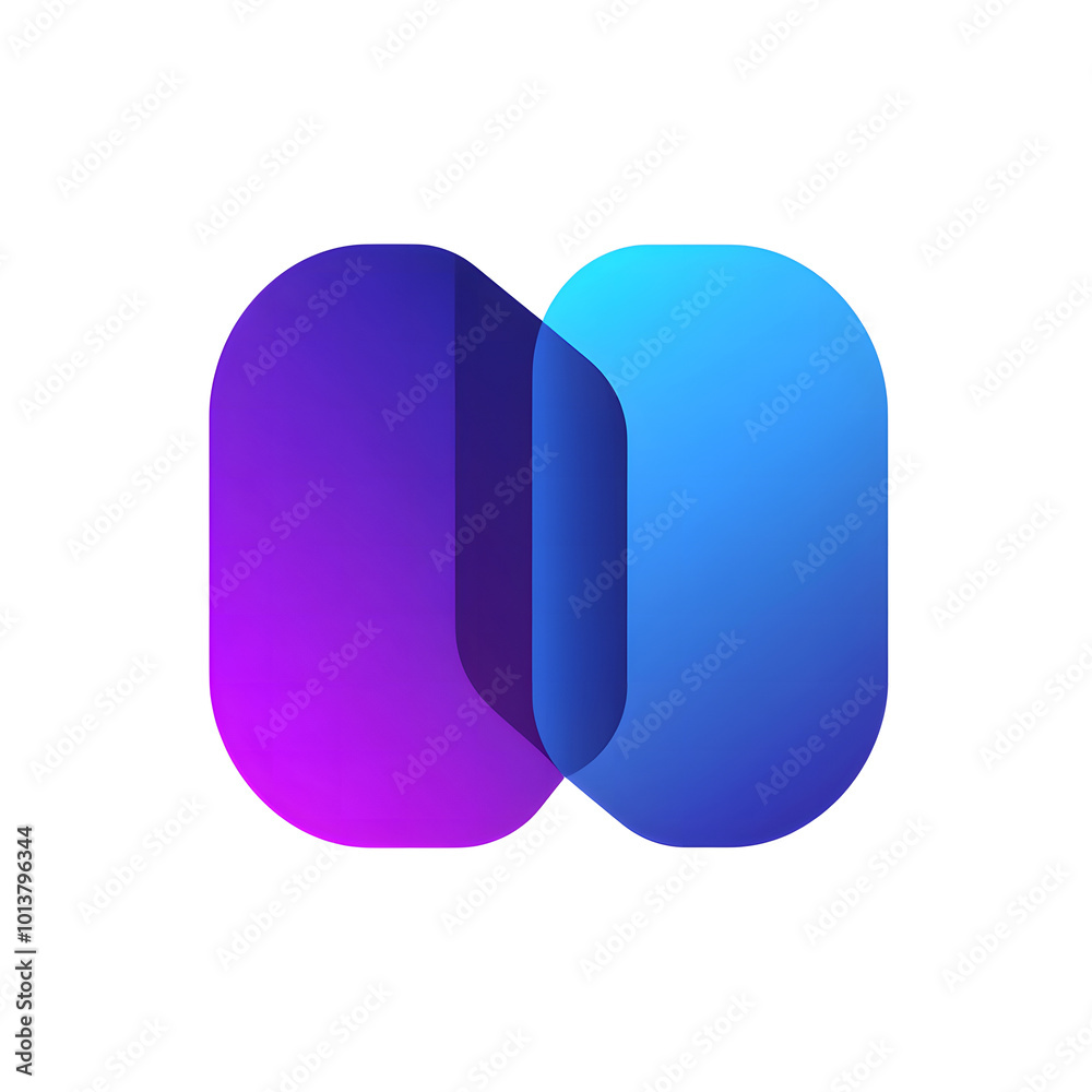 Fototapete Vector flat style, simple clean lines illustration design of two long rectangular buttons in blue and purple colors on a white background design. Simple shapes design, no shadows design