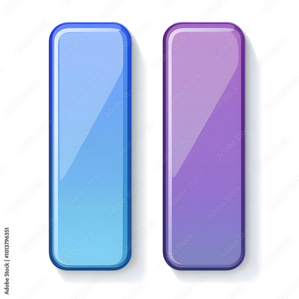 Fototapete vector flat style, simple clean lines illustration design of two long rectangular buttons in blue an