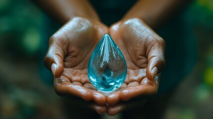 Hands holding a pristine water drop, emphasizing the significance of clean water and World Water Day initiatives