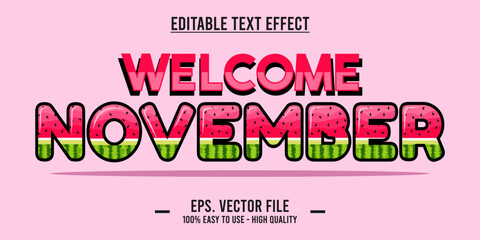 November word art illustration, editable text effect