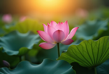 Obraz premium Pink lotus flower in water pond