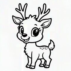 Fototapeta premium Baby Reindeer Coloring Page