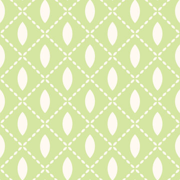 Cute Pastel Green Leaf Minimal Geometric Seamless Vector Repeat Pattern