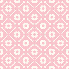 Adorable Pastel Pink Flower Blossom Grid Minimal Classic Seamless Vector Repeat Pattern