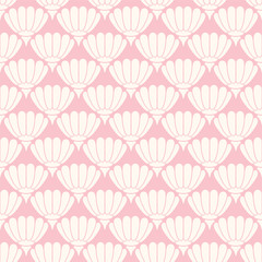 Fototapeta premium Adorable Pastel Pink Upturned Flower Minimal Monochrome Classic Seamless Vector Repeat Pattern