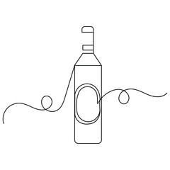 Wine bottle and wine glass icon continuous one line drawing outline vector illustration