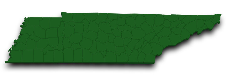 3d Tennessee map with color. United State of America, US, United State
