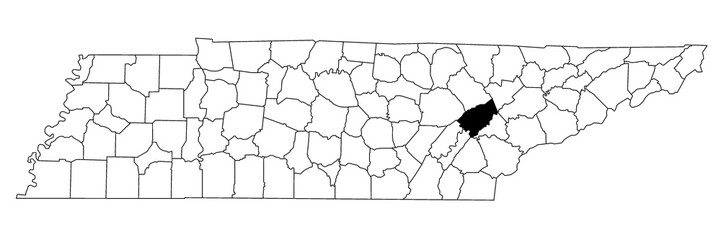 Map of roane County in Tennessee state on white background. single County map highlighted by black colour on Tennessee map. UNITED STATES, US.