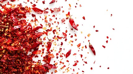 Fototapeta premium Vibrant Chili Pepper Mounds with Scattered Dry 
