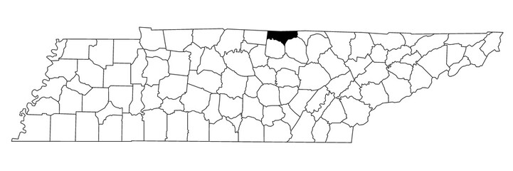 Map of clay County in Tennessee state on white background. single County map highlighted by black colour on Tennessee map. UNITED STATES, US.