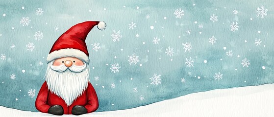 Cheerful Santa Claus in a snowy landscape, spreading holiday joy. Perfect for festive designs and Christmas themes.