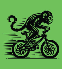Monkey cycling silhouette vector illustrations