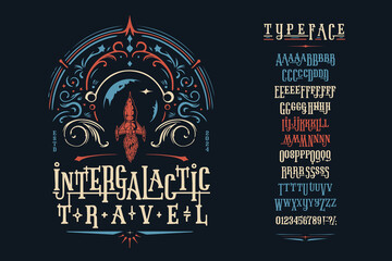 Font Intergalactic Travel. Typeface design.