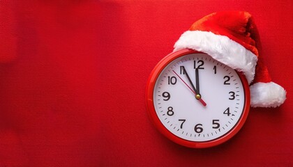 Red clock wearing a Santa hat, signifying Christmas time countdown.