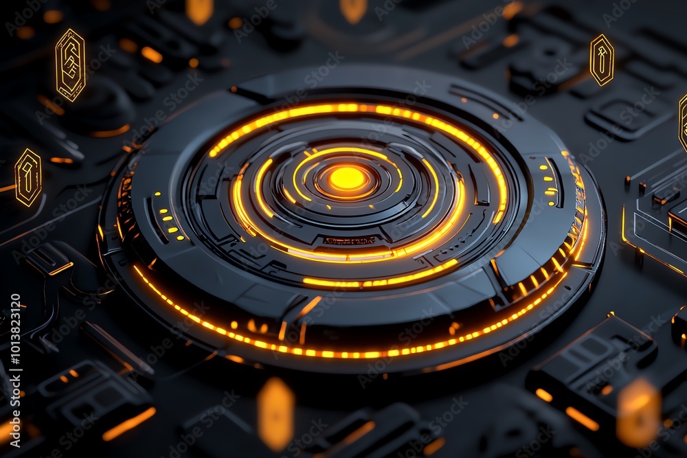 Poster fantasy spaceship warp drive glowing with enchanted light, surrounded by floating runes and magical 