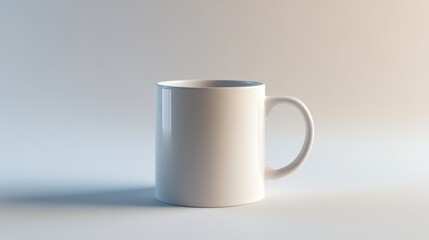 Obraz premium High-resolution mockup of a white ceramic coffee mug against a plain white backdrop, ideal for branding designs or product display.