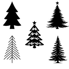 set of christmas trees