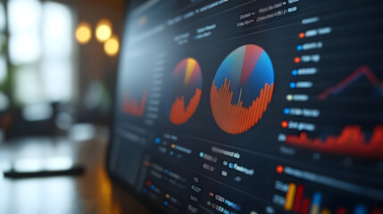 Fototapeta premium Blurred Business Data Analysis on a Computer Screen.