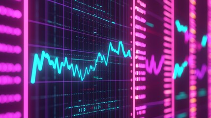 Fototapeta premium Vibrant Forex Trading Charts with Glowing Lines