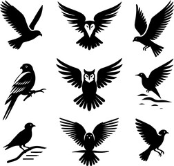 Obraz premium vector silhouette of bird set isolated white background
