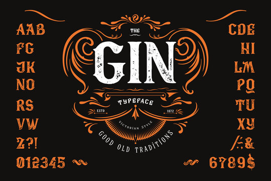 Font The GIN. Craft vintage typeface design.