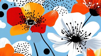 Playful Floral Pattern in Vibrant Colors