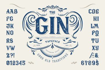 Font The GIN. Craft vintage typeface design. 