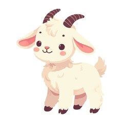 Naklejka premium Cute Goat in Spring Animals Theme Vector Illustration on White Background