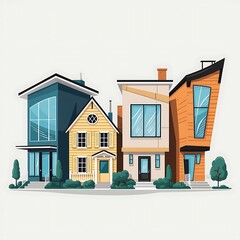Cartoon style house set. Stock illustration.
 