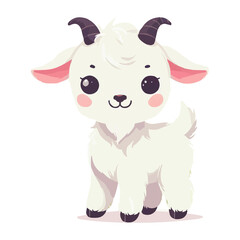 Fototapeta premium Cute Goat in Spring Animals Theme Vector Illustration on White Background