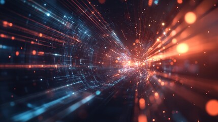 Fototapeta premium Abstract Digital Tunnel with Glowing Lines