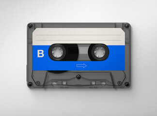 Vintage Retro Cassette, cassette tape isolated on white, retro audio tape, 3d illustration, 3d rendering