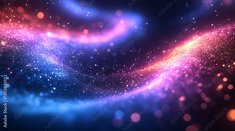 Aufkleber a vibrant, swirling abstract background featuring gradients of blue, purple, and pink with sparkling