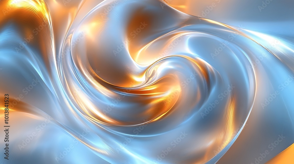 Poster a swirling abstract design featuring blue and orange hues, creating a sense of fluidity and motion.