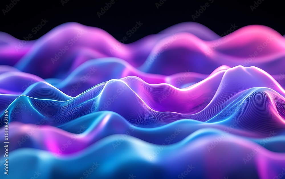 Aufkleber A vibrant and dynamic wave-like pattern in shades of pink and blue, evoking a sense of movement and energy.