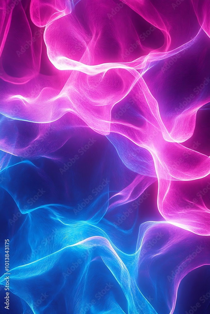Aufkleber An abstract image showcasing flowing waves of vibrant pink and blue hues, creating a dreamy and ethereal feel.