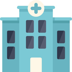Simple icon of a hospital building, representing healthcare services and medical treatment