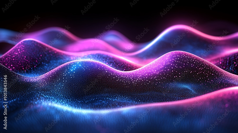 Leinwandbilder a vibrant, abstract representation of flowing waves lit in neon colors, creating a mesmerizing visua