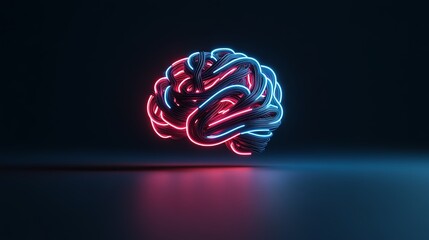 A chaotic mix of neoncolored wires entangling in the shape of a digital brain Neon wires, Tech and creativity