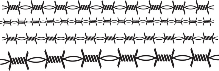 Twisted barbed wire  Steel black wire  fence frames. vector eps10