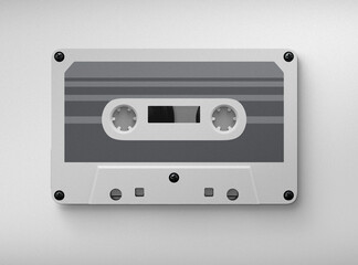 Vintage Retro Cassette, cassette tape isolated on white, retro audio tape, 3d illustration, 3d rendering