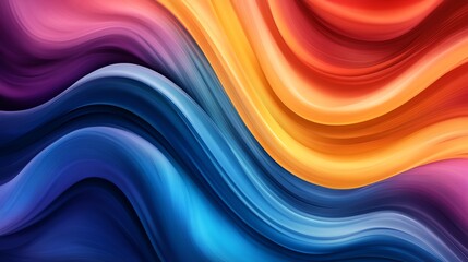 Obraz premium Vibrant threads flowing like a river, blending into each other in a fluid motion, creating a rainbow effect Flowing threads, Color harmony