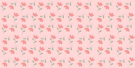Seamless floral pattern with peach flowers and light pink background