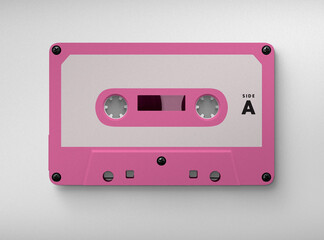 Vintage Retro Cassette, cassette tape isolated on white, retro audio tape, 3d illustration, 3d rendering