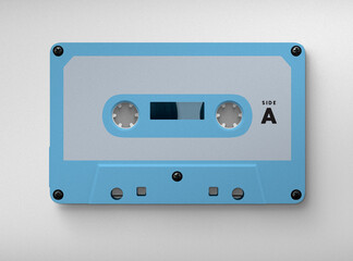Vintage Retro Cassette, cassette tape isolated on white, retro audio tape, 3d illustration, 3d rendering
